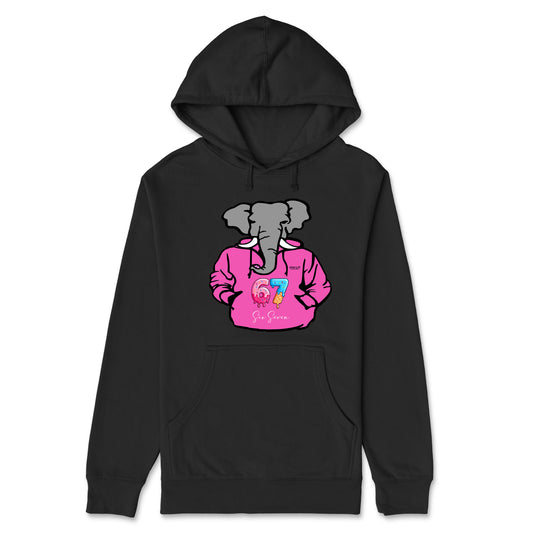 67 Black Hoodie pink print