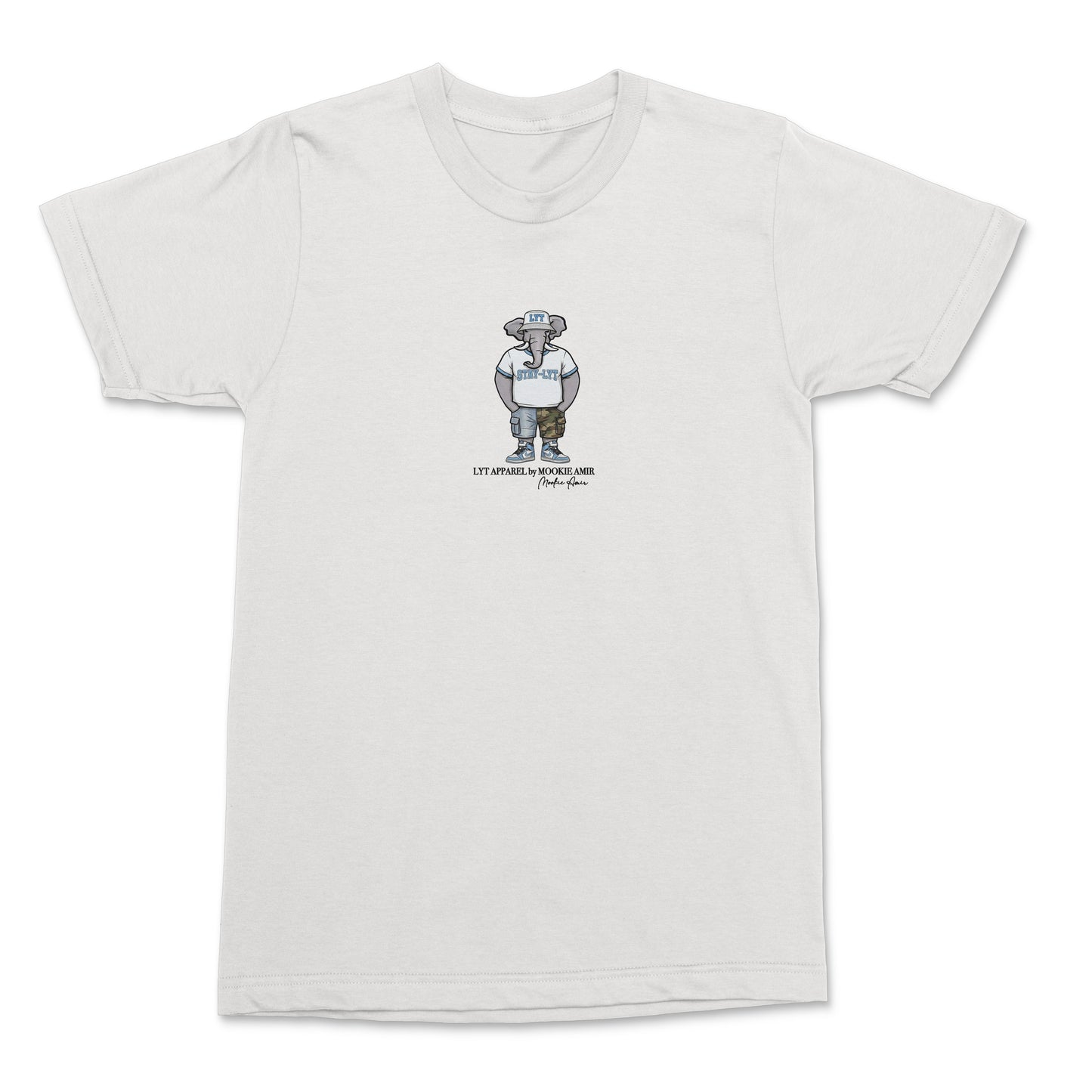 LYT Light Blue Elephant Logo Center Print T-shirt